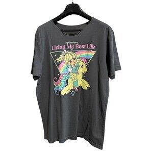 My Little Pony living my best life T-shirt gray short sleeve altered neckline
